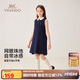英氏（YEEHOO）女童連衣裙兒童背心裙中大童裝裙子polo翻領(lǐng)A字裙夏 深藍(lán)  130 