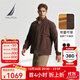 諾帝卡（NAUTICA）【商場(chǎng)同款】男裝秋冬新款防輕濺水雙面穿立領(lǐng)厚外套棉服男JO4309 橡皮棕20M L