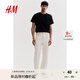 H&M男裝女裝T恤秋季透氣圓領(lǐng)短袖運動(dòng)上衣短袖內搭打底衫0685816 黑色 L 175/108