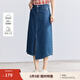 茵曼（INMAN）純棉復(fù)古開叉牛仔裙女2025夏季高腰顯瘦百搭繡花A字半身裙子 牛仔藍(lán) M