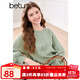 百圖betu女裝2025春季新款毛衣圓領(lǐng)寬松立體花朵裝飾毛衣女2501T05 綠色 L
