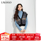 LAGOGO【抗起球】復古V領(lǐng)費爾島毛針織衫女拉谷谷春秋新款馬甲 混色(Y0) L