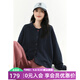 飛鳥和新酒2025秋新款時尚女裝上衣短款寬松純棉小個子繡花外套女 深藍(lán)HRH08 M