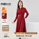 尚都比拉冬季氣質(zhì)通勤襯衫領(lǐng)氛圍感磨毛保暖收腰連衣裙 酒紅色 L 