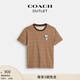 蔻馳（COACH）奧萊女士COACH X PEANUTS棉質(zhì)SNOOPY經(jīng)典標(biāo)志經(jīng)典圖案T恤 卡其色 XS