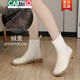 卡帝樂(lè )鱷魚(yú)（CARTELO）顯瘦針織襪靴女真皮瘦瘦靴大碼棉靴軟底短靴冬季加絨彈力平底女靴 米色 棉靴 35