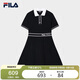 FILA斐樂(lè )官方女子編織連衣裙2025夏季時(shí)尚簡(jiǎn)約翻領(lǐng)修身裙子