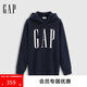GAP【情人節】男女裝秋季新款logo印花抓絨寬松運動(dòng)連帽衫衛衣786920