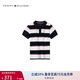 TOMMY HILFIGER夏季童裝男簡約小繡標(biāo)拼色條紋舒適微彈短袖T恤POLO衫22077 藏青白條紋003 150 12/150cm