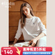 Olrain歐芮兒純棉白色長(cháng)袖T恤女春裝法式設計感刺繡休閑圓領(lǐng)上衣 白色 L