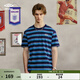 茵寶（Umbro）官方條紋t恤復古寬松男裝夏季圓領(lǐng)半袖女生運動(dòng)短袖上衣 鎧甲藍 XL