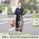絲柏舍印花連衣裙2025夏裝新款女裝優(yōu)雅氣質(zhì)翻領(lǐng)中長(cháng)款裙子