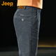 JEEP美國正品高端華夫格燈芯絨休閑褲男春季保暖條絨修身彈力直筒長(cháng)褲 灰色 常規 【官方正品】 33 【適合150斤左右】