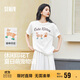 森馬（Semir）短袖t恤女中長(cháng)款萌寵花上衣25夏透氣吸濕寬松套頭衫109325100005