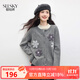 熙世界（sllsky）仿牛絨立體花朵休閑針織衫2025新款秋冬舒適開衫毛衣寬松圓領(lǐng)外套 花灰色 XL