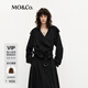 MO&Co.夾克2025春新品附肩袢腰帶斜裁短款風(fēng)衣休閑外套MBE1JKTT12 黑色 M 165