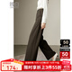 晚白【新品】2025秋款時(shí)尚簡(jiǎn)約休閑褲子純色高腰通勤窄版闊腿褲女 深咖色 27