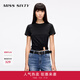MISS SIXTY2025夏季新款短袖T恤女圓領(lǐng)鉆飾彈力修身顯瘦短款上衣 黑色 L