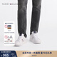 TOMMY HILFIGER25秋冬男裝牛皮革拼色條紋厚底增高美式休閑運(yùn)動(dòng)鞋板鞋05406 白色YBS 41