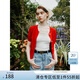 范思藍(lán)恩法式圓領(lǐng)針織衫開衫女夏氣質(zhì)短袖立體花朵上衣24FS12111 紅色 M