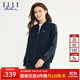 ELLE ACTIVE時(shí)尚刺繡棒球服女裝秋季運動(dòng)休閑寬松舒適保暖防風(fēng)針織外套運動(dòng)服 藏青色-上衣 XL