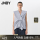 JNBY/江南布衣25夏新品襯衫女棉質(zhì)立體捏褶無(wú)袖V領(lǐng)寬松5P5214080 468/塵灰藍 S