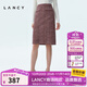 朗姿/LANCY春季新款高腰顯瘦小香風(fēng)半身裙包臀裙子中長(cháng)款氣質(zhì) 艷桃紅色 L