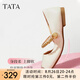 他她（TATA）圓頭瑪麗珍鞋女平底單鞋女復(fù)古小皮鞋女秋新YDS06CQ4 米白/金 34