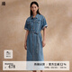 播牛仔連衣裙女2024春夏新款小個(gè)子中長款復(fù)古收腰長裙DDR2LD5655 B29淺牛仔藍(lán) S