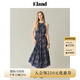 ELAND【萊賽爾＋亞麻】衣戀吊帶連衣裙女印花掛脖裙25夏新款淡人 藏青色(59)Navy-A款F25D01 S /160