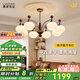 鹿家良品（LUUGAA）復(fù)古柿子客廳吊燈護(hù)眼中古風(fēng)新中式餐廳燈臥室燈客廳大燈主燈具 【薦】全光譜8頭三色光72W