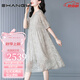 Ehangy輕奢品牌真絲連衣裙女2025年夏季新款重工刺繡高級感桑蠶絲裙子 銀灰色 S [適合<105]斤