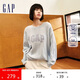 GAP女裝春秋可機(jī)洗抗靜電logo絞花毛衣寬松美式針織衫637635