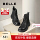 百麗（Belle）七夕禮物舒適馬丁靴女商場款真皮時尚靴B7E2DDD4 黑色-單里 37 (235mm)