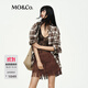 MO&Co.襯衫2025秋新品洗舊褪色豐厚絨感復古棕調格紋寬松MBE3SHT024 棕色格 S /160