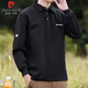 皮爾卡丹（pierre cardin）衛衣男春秋季潮流polo領(lǐng)打底衫男士長(cháng)袖T恤寬松男裝 黑色常規 3XL