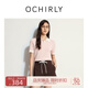 歐時力OCHIRLY 仿亞麻氧氣衫短袖針織衫女polo衫撞色2025夏季新品 櫻花粉 M