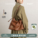 VANESSA HOGAN【高端線(xiàn)】VH女包行跡垃圾袋頭層植鞣牛皮托特包包真皮流浪單肩包 可可紅棕