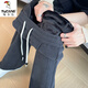 啄木鳥(niǎo)闊腿香蕉褲女春秋冬季加絨加厚垂感休閑窄版直筒衛褲雪尼爾運動(dòng)褲 深灰色【加/絨】 加厚 L 【100-115斤】