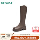 熱風(fēng)（Hotwind）顯瘦長(cháng)靴通勤百搭女靴復古氣質(zhì)騎士靴時(shí)尚休閑西部靴 02棕色（溫暖絨里3841） 35 (225mm)