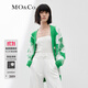 MO&Co.藝術(shù)花卉綿羊毛混紡毛衣外套針織開(kāi)衫輕潮上衣女摩安珂 霓虹綠色 S 160