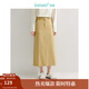 茵曼（INMAN）法式微A字半身裙2025春秋女裝新款系帶高腰后中開叉長(zhǎng)裙子 淺咖啡 L