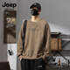 JEEP SPIRIT圓領(lǐng)衛(wèi)衣男2025秋季新款寬松休閑長(zhǎng)袖上衣美式重磅打底衫外套 淺咖 【春秋厚度】 XL 【120-135斤】