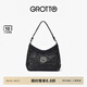 GROTTO個(gè)樂經(jīng)典黑石hobo包大小號(hào)植鞣綿羊皮腋下單肩斜挎軟包七夕禮物 經(jīng)典黑 銀標(biāo)S