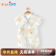 優(yōu)奇夏季新生兒衣服短袖和尚服竹纖維嬰兒夏裝薄款連體衣夏天哈衣爬服