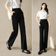 晚白【斷碼清倉】2025秋款時(shí)尚褲子全松緊高腰顯瘦運動(dòng)休閑褲女 黑色 26