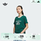 adidas宋雨琦同款復古純棉印花圓領(lǐng)短袖T恤女夏季阿迪達斯三葉草 森林綠   M