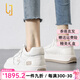 OLJ奢侈高端品牌女鞋高幫真皮小白鞋2025新款平底休閑鞋通勤百搭板鞋 白杏 37