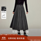 茵曼復(fù)古磨毛格子百褶半身裙2025秋女裝新款高腰A字裙 灰黑格子 M