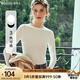 Olrain歐芮兒純色坑條長(cháng)袖T恤女秋冬新款修身顯瘦上衣內搭打底衫 白色 M